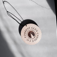 wooden car freshener with candle logo eco friendly