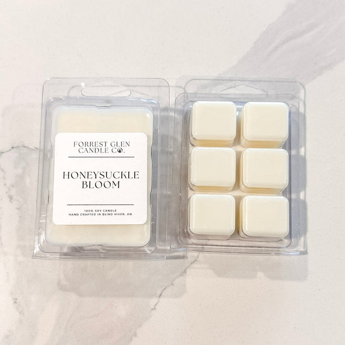 Honeysuckle Bloom wax melts in packaging on a white background