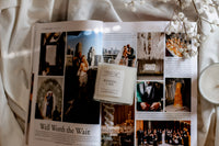 wedding cake candle on a wedding magazine